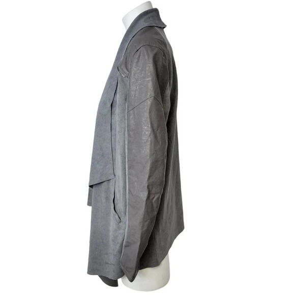 Blank NYC Womens Faux  Suede/Leather Drape Front Jacket Cardigan Size XS Gray - Picture 4 of 9